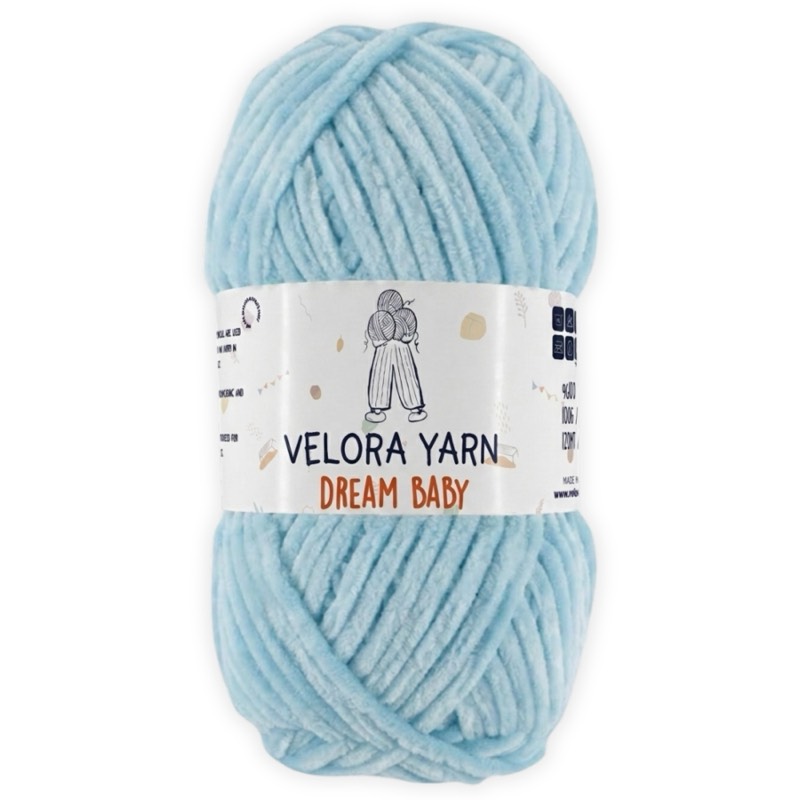 Velora Dream Baby Chenille Yarn - Baby Blue
