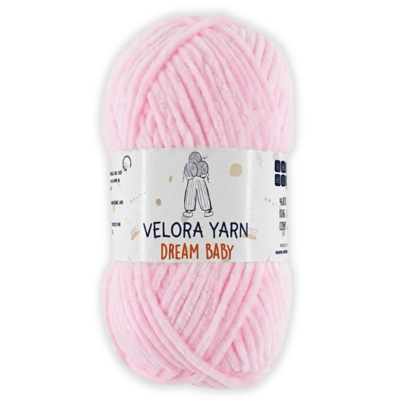 Velora Dream Baby Chenille Yarn - Baby Pink