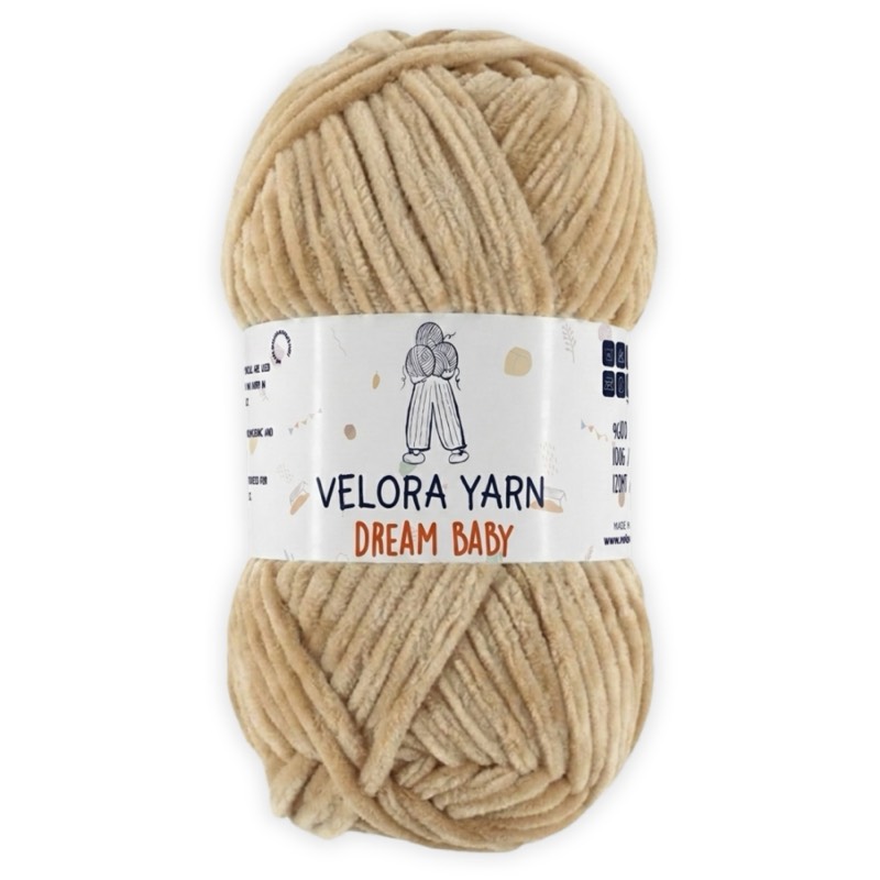 Velora Dream Baby Chenille Yarn - Beige (Dark)