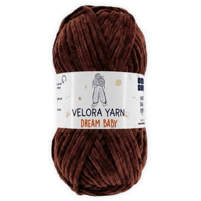 Velora Dream Baby Chenille Yarn - Bitter Coffee