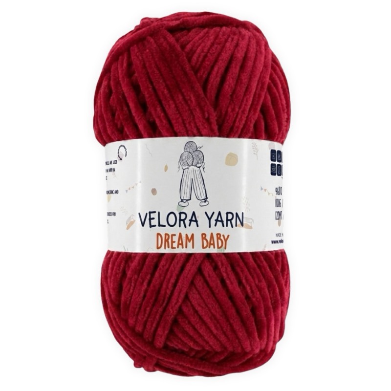 Velora Dream Baby Chenille Yarn - Burgundy