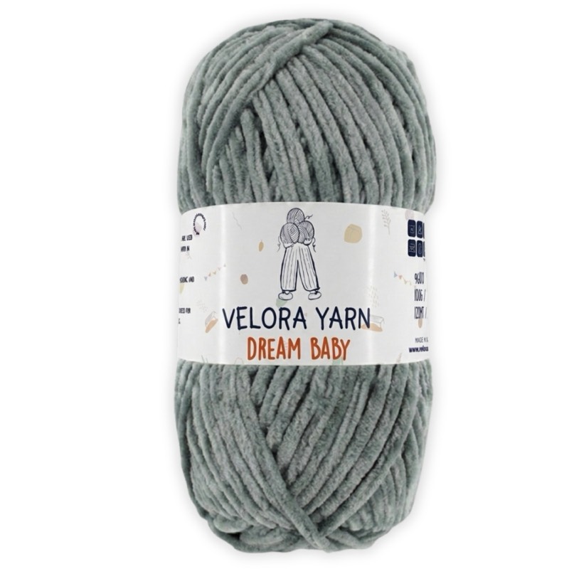 Velora Dream Baby Chenille Yarn - Dark Grey