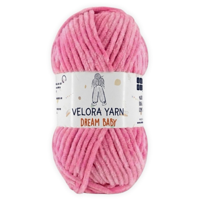 Velora Dream Baby Chenille Yarn - Dark Pink