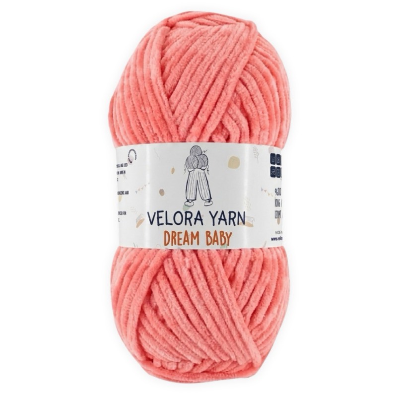 Velora Dream Baby Chenille Yarn - Dark Salmon