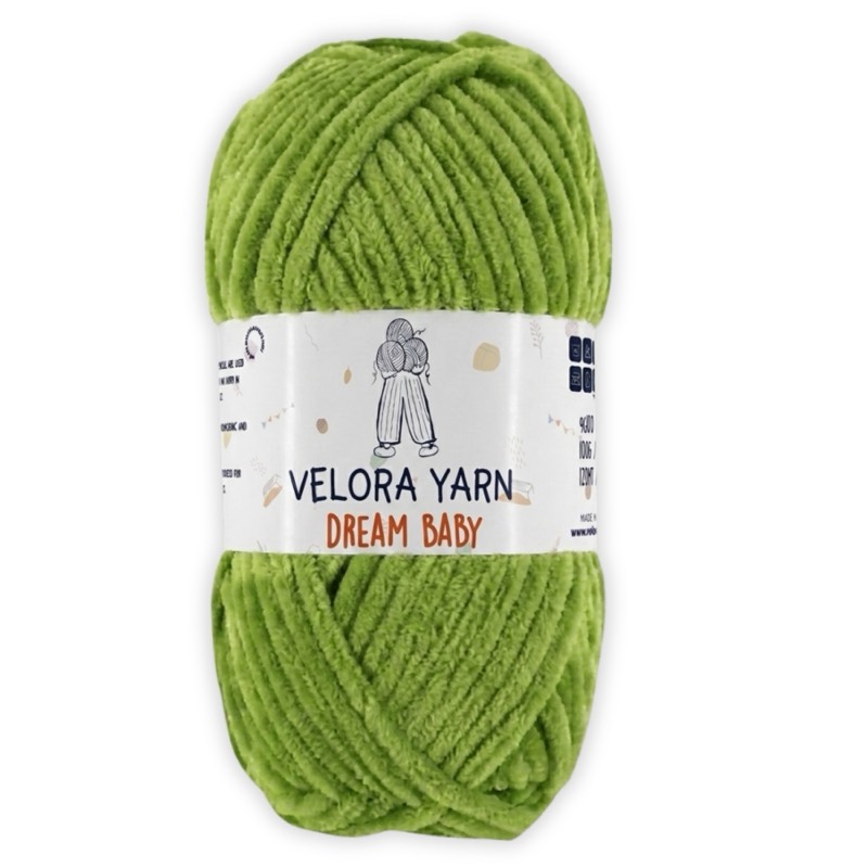 Velora Dream Baby Chenille Yarn - Grass Green