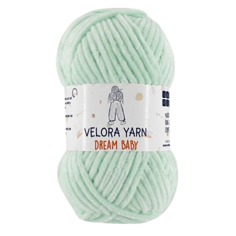 Velora Dream Baby Chenille Yarn - Mint Green