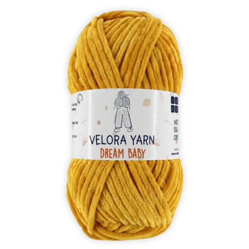 Velora Dream Baby Chenille Yarn - Mustard