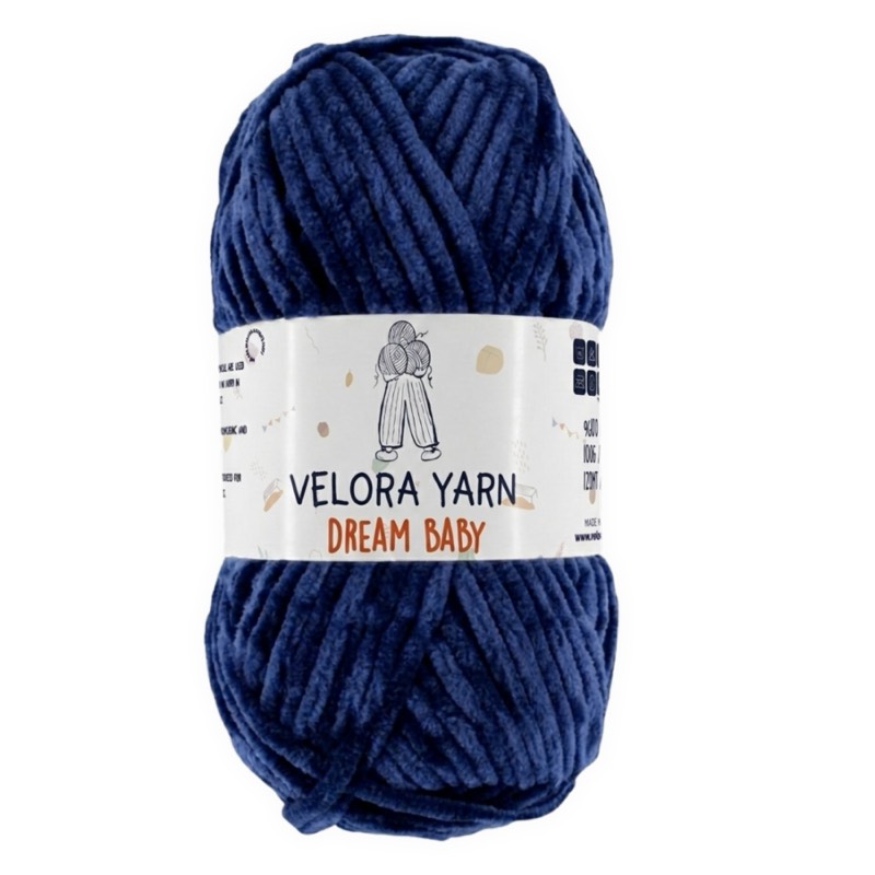 Velora Dream Baby Chenille Yarn - Navy Blue