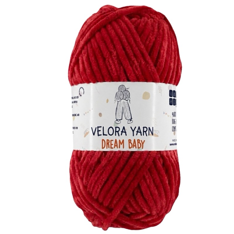 Velora Dream Baby Chenille Yarn - Ruby