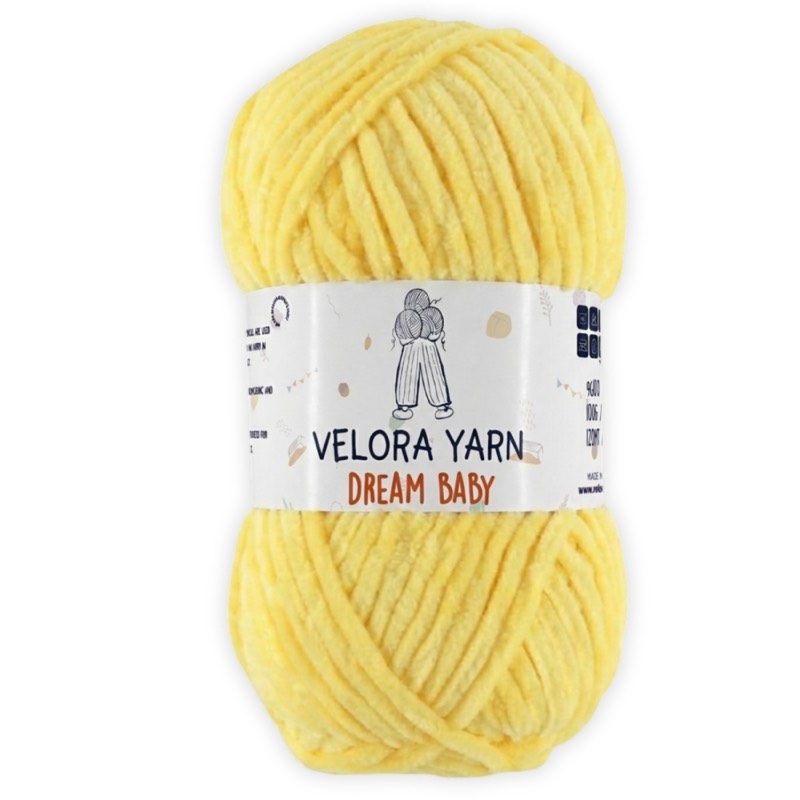 Velora Dream Baby Chenille Yarn - Yellow