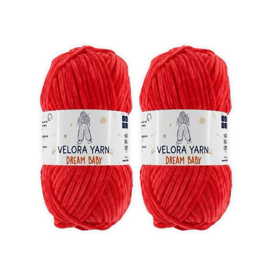 Velora Dream Baby Chenille Yarn - Blood Red