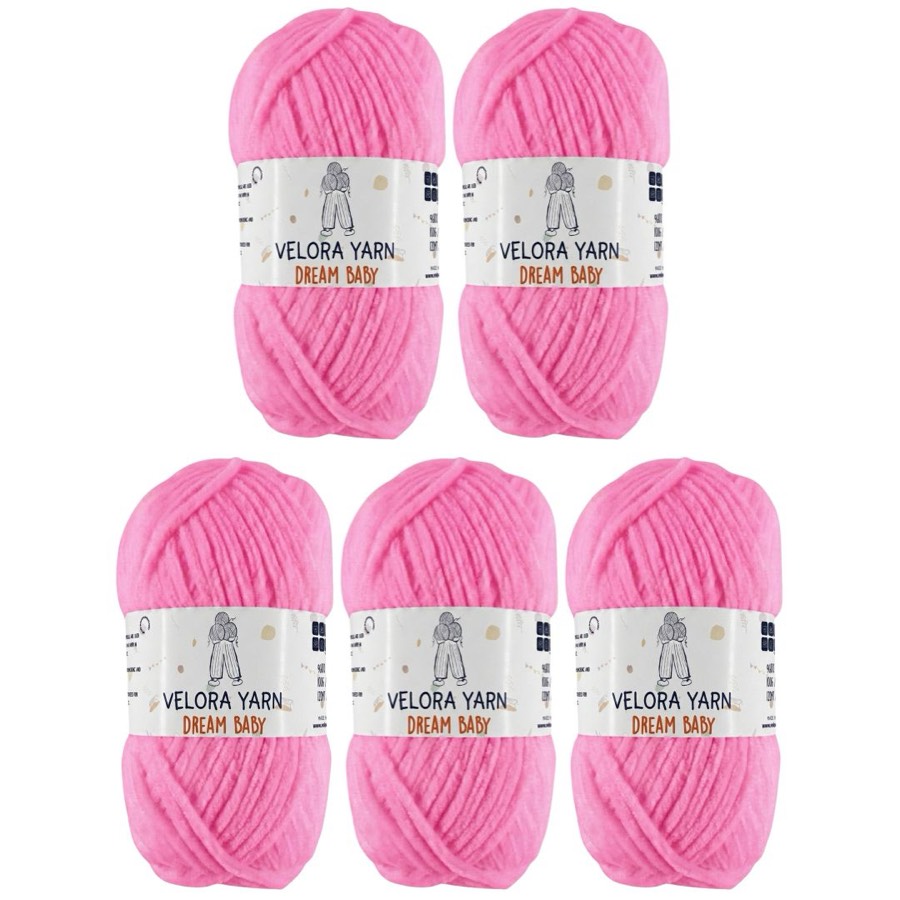 Velora Dream Baby Chenille Yarn - Neon Light Pink