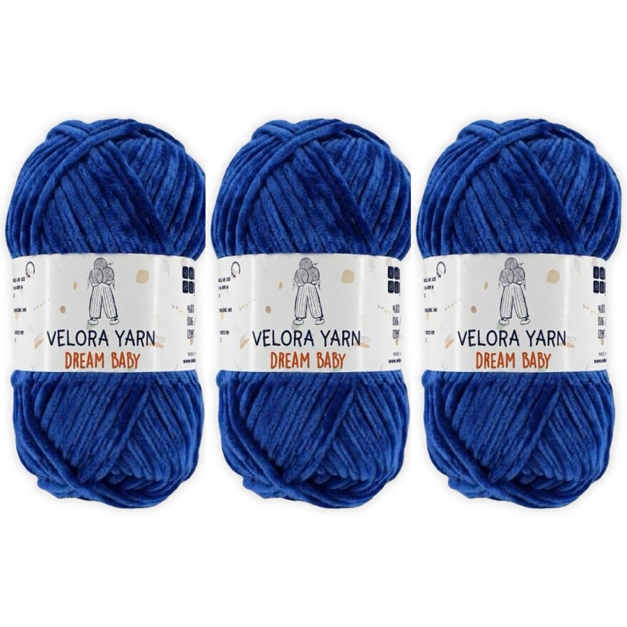 Velora Dream Baby Chenille Yarn - Sax Blue